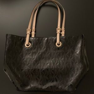 Michael Kors Black & Tan Printed Tote Handbag
